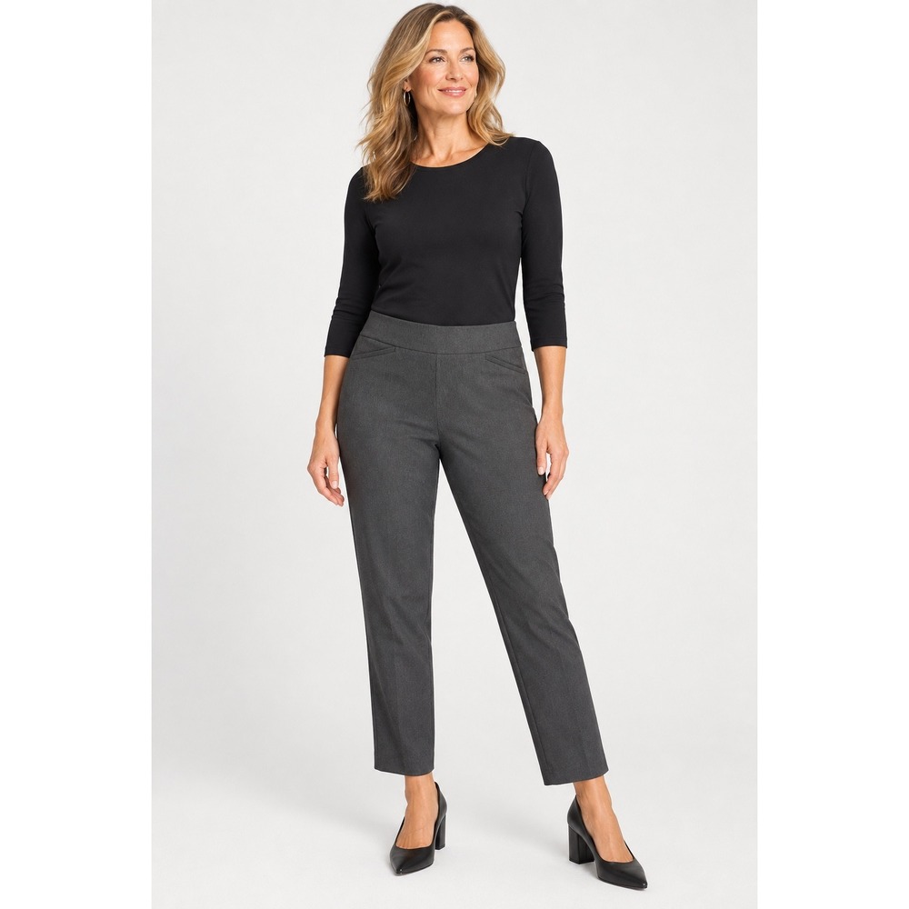 Chico's Women Perfect Stretch Pants 2.5 L 14 Short Gray Pull On Office Work